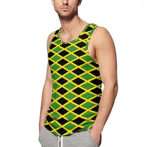 Tobs de débardeur pour hommes Jamaïque drapeau quotidien Black Green Yellow Body Body Body Homme Graphic Fashion Sans manches