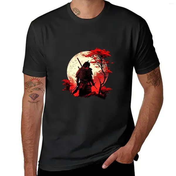 Camisetas de tanques masculinas cultura japonesa luna roja samurai guerrero código buhishido camiseta ropa de verano ropa ventilador de deportes camisetas para hombres grandes y altas camisetas