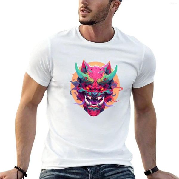 Camisetas sin mangas para hombre, camiseta con máscara de Oni japonesa, camisetas de moda coreana de gran tamaño, camisetas negras para hombre