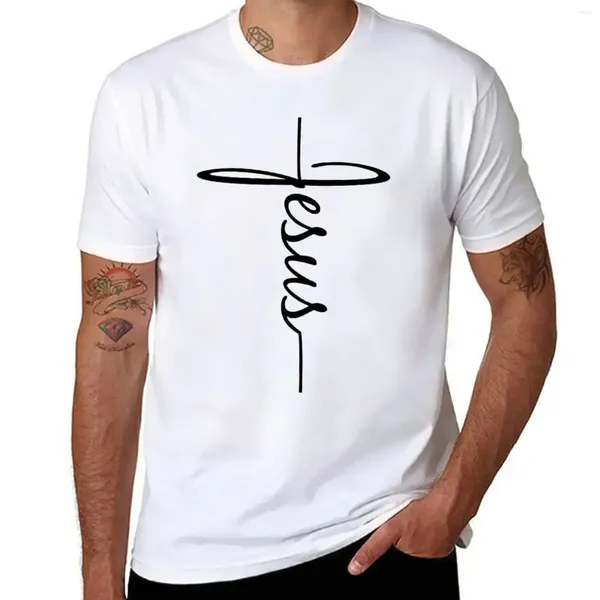 Tank pour hommes Jésus - Christian Faith Cross Script Baptême Baptême T-shirt à manches courtes Tee Animal Prinfor Boys Shirts Entraînement pour hommes surdimensionnés