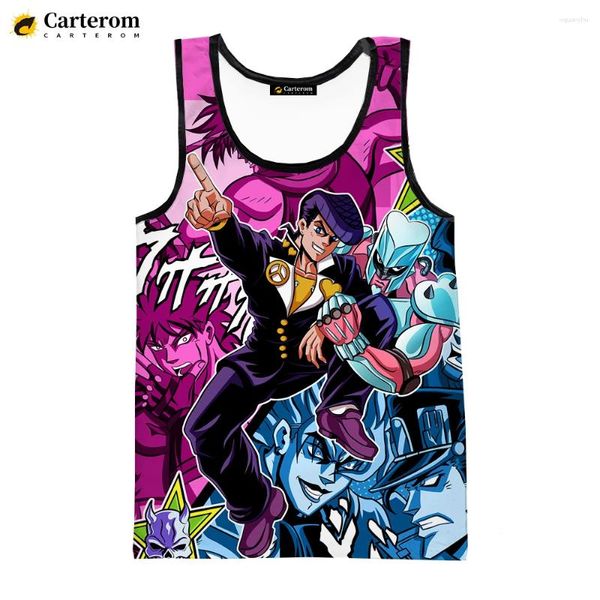 Camas de tanques para hombres Jojos Bizarre Adventure 2024 Fashion Men Sleeveless T Shishs Impresión digital Harajuku 3d impresiones de gran tamaño