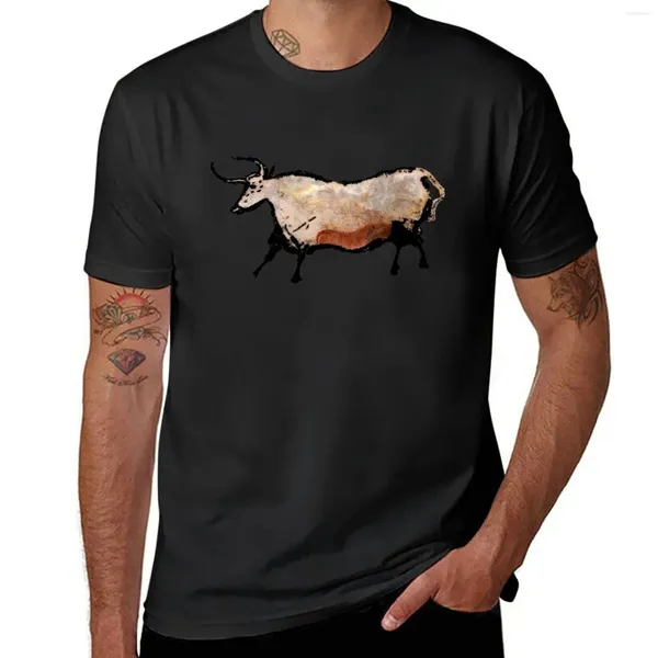 Camisetas sin mangas para hombre, camiseta Lascaux Bull, camisa con estampado animal para niños, camisetas negras para hombre