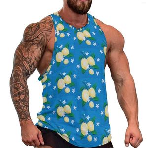 Herentanktops Lemon Blossom Summer Top Floral Print Gym Mens Design Sportkleding Mouwloze shirts groot formaat