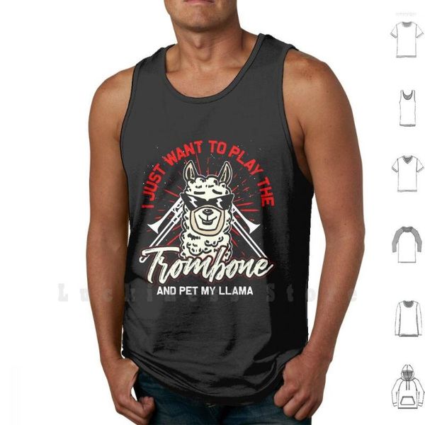 Camisetas sin mangas para hombre Llama trombón jugador trombón instrumento musical chaleco algodón trombón músico