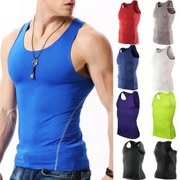 Débardeurs pour hommes M-XXXL vêtements de sport gilet de course chemise sans manches Fitness sport Compression serrée T-shirts haut de musculation