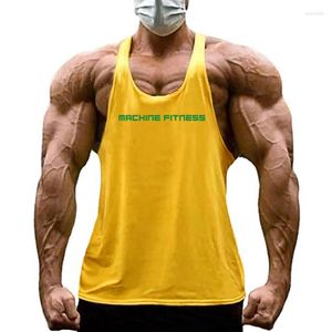 Heren tanktops machine fitness gym stringer mannen katoenen spier mouwloos shirt zomer y achterkant bodybuilding vest workout singlets
