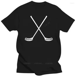 Débardeurs pour hommes font des t-shirts personnalisés réguliers bâtons de floorball croisés hommes o-cou t-shirt à manches courtes été cool drôle marque t-shirt