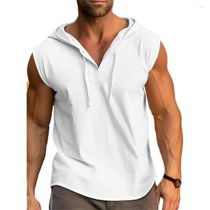 Heren tanktops Heren T-shirt Heren V-hals Vest Slijtvast Ademend Casual Trekkoord Duurzaam Fitness Capuchon Sport Mode