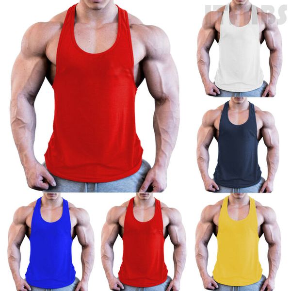 Débardeurs pour hommes, musculation, Stringer, séchage rapide, vêtements d'extérieur, Singlets de sport, gilet de Fitness, jaune, bleu, rouge, blanc