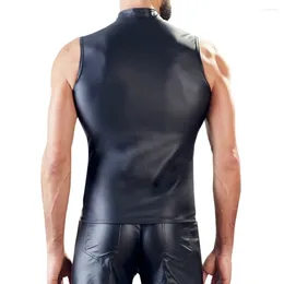 Tobs de débardeur masculine homme mâle Vests Leathe M-2xl Mens Nightclub Costume Vintage en faux cuir fête
