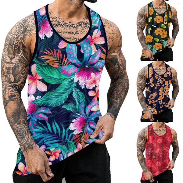 Hommes débardeurs hauts homme haut vêtements d'été Hawaii chemises sans manches Baggy vêtements de sport amples o-cou réservoirs bohème plage gilet