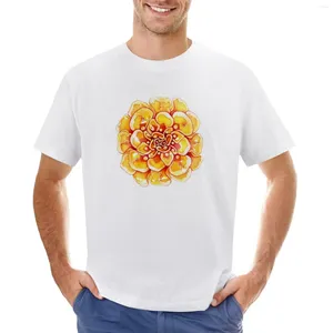 T-shirt Marigold Marigold Mandala T-shirt Plus taille Hippie Vêtements esthétique noirs Plain Black T-shirts Men