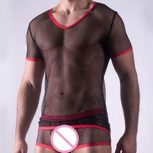 Débardeurs pour hommes hommes hommes Sexy Singlet sous-vêtements maille transparente exotique Gay t-shirts moulants maillot de corps masculin