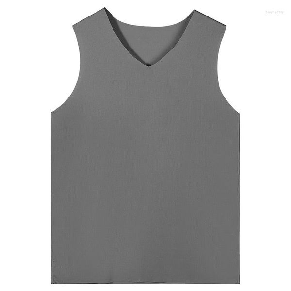 Débardeurs pour hommes Gilets pour hommes Été Glace Soie T-shirts Homme Vêtements Bodybuilding Solide Col en V Manches Courtes Maillot de Corps T-shirts à Séchage Rapide