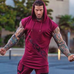 Heren Tank Tops Heren Bodybuilding Top Mouwloze Hoodie Sweatshirt Zomer Gyms Fitness Training Casual Mode Singlet Vest