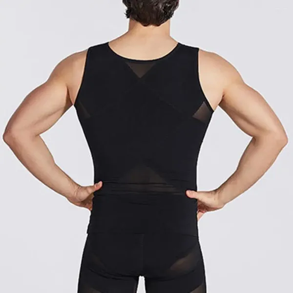 Débardeurs pour hommes Hommes Poitrine Corset Respirant Haute Élasticité Minceur Gilet Body Shaper Taille Entraîneur Sans Manches Maille Pour La Graisse