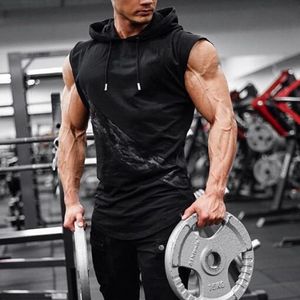 Hommes Débardeurs Hommes Haute Élasticité Fitness Gilet Bodybuilding Stringer Top Muscle Guys Sans Manches Hoodies Undershirt Vêtements 230522