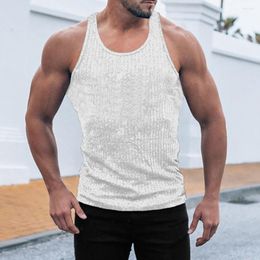 Heren tanktops mannen gebreide gym fitness spier singlets bodybuilding vest workout mouwloze t-shirts casual man ademende ondermoord