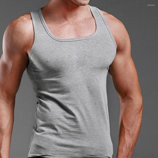 Camisetas sin mangas para hombre, chalecos musculares para hombre, ropa interior de algodón, camiseta sin mangas, chaleco sólido, camisetas interiores negras, blancas y grises, camisetas de Fitness