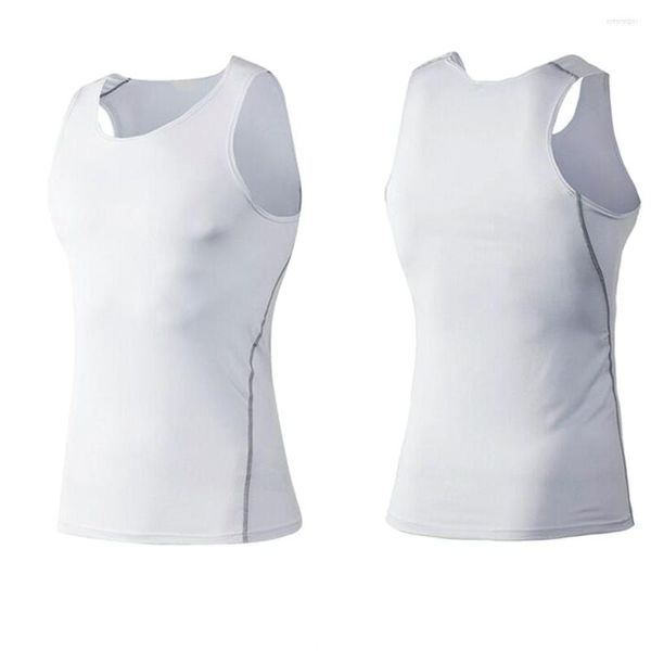 Camisetas sin mangas para hombre, chalecos para correr para hombre, mallas de verano para gimnasio, camiseta sin mangas para culturismo, camiseta deportiva de compresión blanca