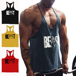 Herentanktops heren gym workout bodybuilding geprinte spierstringer extreem y back fitness tanktops 230522