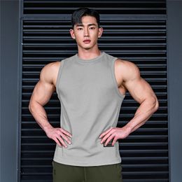 Herentanktops heren tanktops shirt gym fitness kleding vaste kleur vest mouwloze katoenen toptanks mannen bodybuilding hombre man kleding 230522