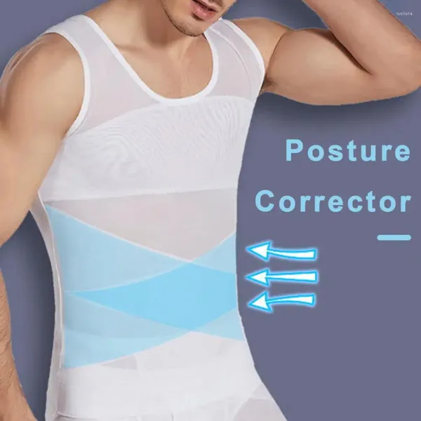 Camisetas sin mangas para hombre, chaleco adelgazante, moldeador de cuerpo, entrenador de cintura, sin mangas, malla fina, camiseta interior, ropa moldeadora de abdomen, Fitness