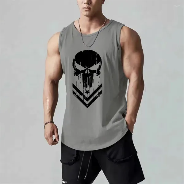 Débardeurs pour hommes Hommes Summer Sportswear Skull Imprimé Gym T-shirt sans manches à séchage rapide Gilet de basket-ball Fitness Singlets Vêtements