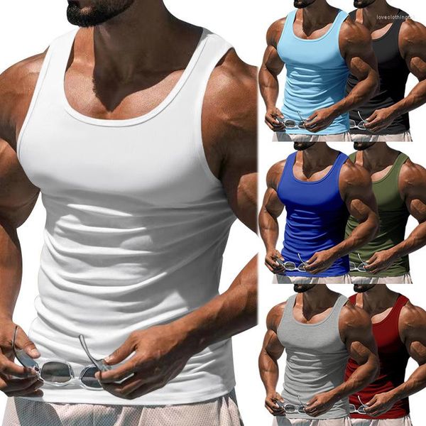 Camisetas sin mangas para hombre, chalecos musculosos blancos de verano para hombre, ropa interior de algodón, camiseta sin mangas, chaleco sólido, ropa de gimnasia con cuello redondo, culturismo