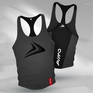 Tanktops voor heren Heren Top Y-rug Spiermouwloze shirts Voor training Fitness Polyester Hoge elasticiteit Sneldrogend