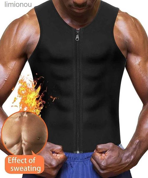 Débardeurs pour hommes Hommes taille formateur gilet pour perte de poids néoprène Fitness Corset corps Shaper Zip Sauna débardeur chemise d'entraînement Sauna costume S-5XLL240124