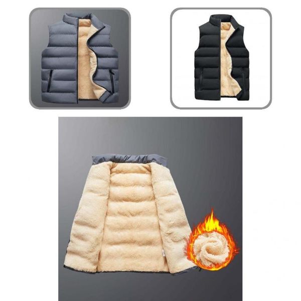 Hommes Débardeurs Hommes Gilet Épais Hiver En Peluche Zip-up Grand Col Debout GiletHommes HommesHommes