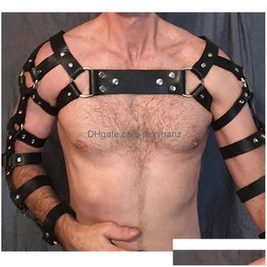 Débardeurs pour hommes Hommes réglable Gay Body Bondage Harnais Sangle Fétiche Hommes Poitrine Sexuelle Ceintures en Faux Cuir Rave Vêtements Drop Deliver Dhoal