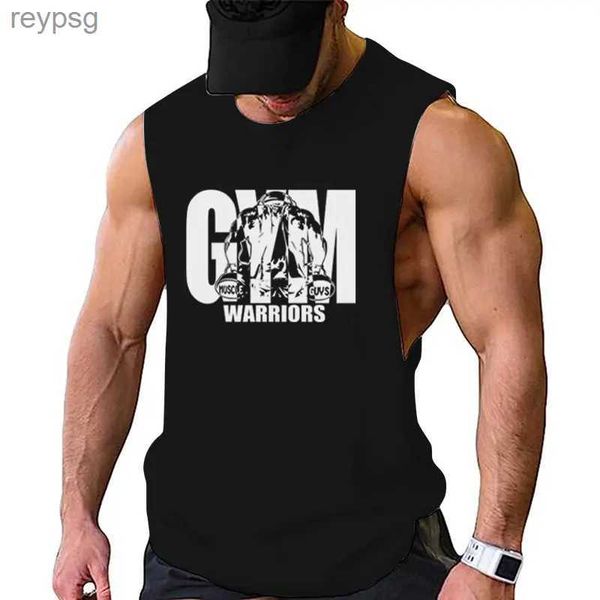 Camisetas sin mangas para hombre Camisetas sin mangas de culturismo para hombre Camisetas sin mangas con estampado de letras en blanco y negro Gimnasio Fitness Suave Absorba el sudor Algodón Chaleco con abertura baja Camiseta sin mangas YQ240131