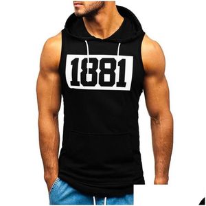 Heren tanktops heren merk sportscholen kleding kleding bodybuilding capuchon top katoenen mouwloos vest sweatshirt fitness workout sportkleding mannelijk d dhorc