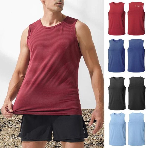 Débardeurs pour hommes hommes Fitness gymnases haut hommes chemise sans manches mâle rayé respirant sport gilet maillot de corps en cours d'exécution