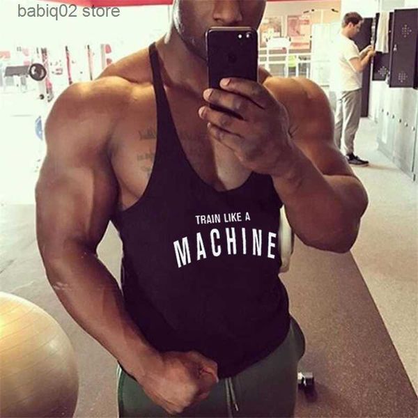 Débardeurs pour hommes Hommes Gyms Stringer Débardeur Fitness Gilet Canotta Bodybuilding Vêtements Muscle Tanks Singlet Coton Entraînement Chemise sans manches T230417