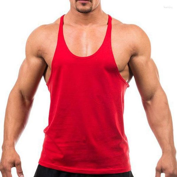 Camisetas sin mangas para hombre, color sólido, sin mangas, Fitness, culturismo, entrenamiento, gimnasio, ropa deportiva, chaleco muscular, ropa