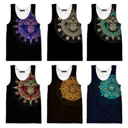 Mannen Tank Tops Mexicaanse Aztec Warrior 3D Tank Tops Mannen Harajuku Streetwear Oversized Cool Vest Unisex Zomer Casual Ademend Mouwloos 230615