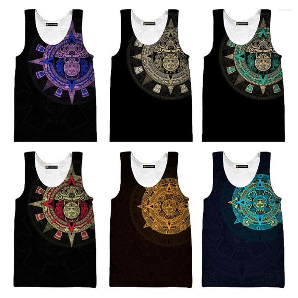 Camisetas sin mangas para hombre Guerrero azteca mexicano 3D impreso hombres mujeres Harajuku Streetwear Cool chaleco Unisex verano Casual transpirable sin mangas