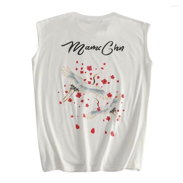 Camisetas sin mangas para hombres Missky Verano Hombres Mujer Chaleco sin mangas con patrón de grúas Impreso Baloncesto suelto para parejas masculinas femeninas