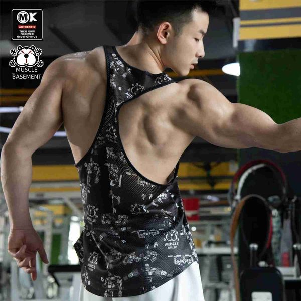 Camisetas sin mangas para hombres MK-Graffiti Barbell Display Body Muscle Suit Racerback Chaleco Gym Sports Casual Running Impresión creativa S-2XL Q240221