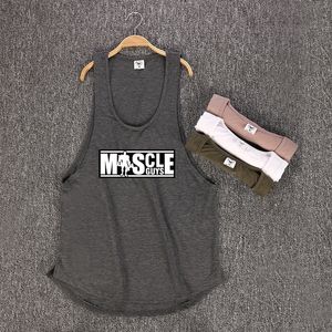 Men tanktops MuscleGuys merk bodybuilding mouwloze shirt heren sportscholen top laaggesneden vest sexy spier fitness stringer sportwear onderhirt 230414