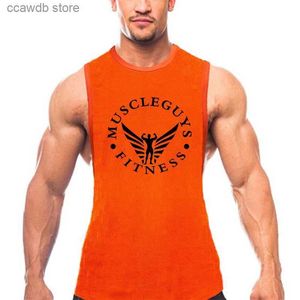 Men tanktops MuscleGuys Fitness Mens Casual tanktops zomer bodybuilding mouwloze vest gym kleding o-neck spiertraining singlets t240110