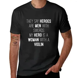 Tanktops voor heren Mijn held is een vrouw met viool T-shirt Vintage kleding Korte effen witte T-shirts heren