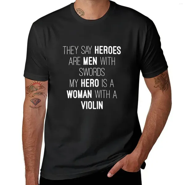 Camisetas sin mangas para hombres Mi héroe es una mujer con camiseta de violín Ropa vintage Camisetas blancas lisas cortas para hombres