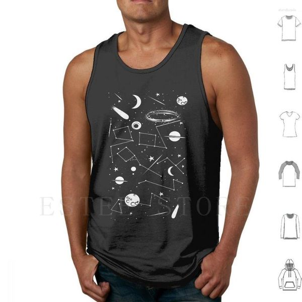 Camisetas sin mangas para hombre, camiseta My Own Space, camiseta de algodón para hombre, planetas, Luna, estrella, cometa, astronomía, estrellas, galaxia, universo, planeta blanco y negro