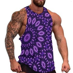 Camisetas sin mangas para hombre, Top de Mandala de neón, ropa deportiva de flores geométricas para hombre, chalecos sin mangas gráficos de culturismo de verano 3XL 4XL 5XL