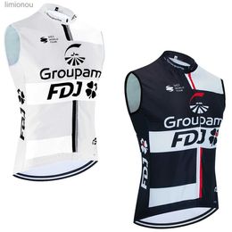 Débardeurs pour hommes Nouveau 2024 FDJ Gilet de cyclisme Séchage rapide Maillot de vélo Coupe-vent Hommes Femmes Été Ropa Ciclismo Maillot de vélo sans manches TshirtL240124