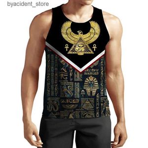 Herentanktops Nieuwe 3D-printen Grappige zomer oude Egyptische Egyptische farao-tanktop mode mannen vrouwen trainingspakken Crewneck Hip Hop Vest maat S-7XL L240320